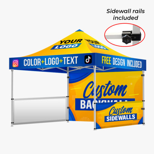 10x10 Custom Canopy Tent with Backwall and Sidewalls