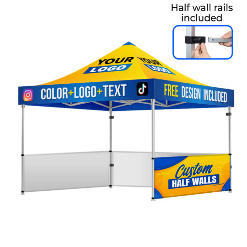 10x10 Custom Canopy Tent with Three Half Walls