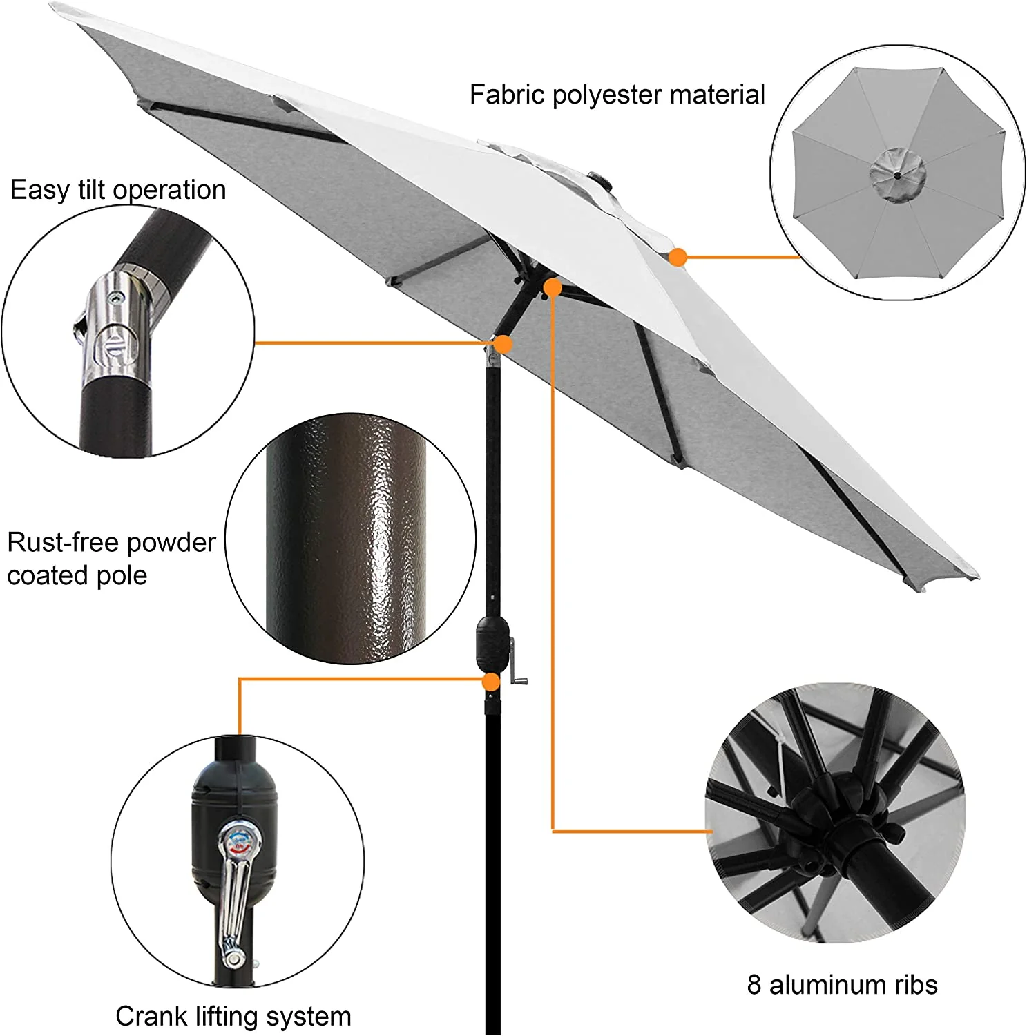 9' Outdoor Aluminum Patio Umbrella 9' Outdoor Aluminum Patio Umbrella - Image 2